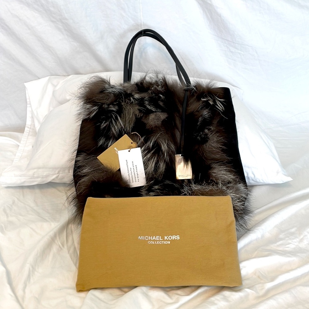 Michael Kors Collection Eleanor Tote - Fox Fur & Suede - Dust Bag & Tags